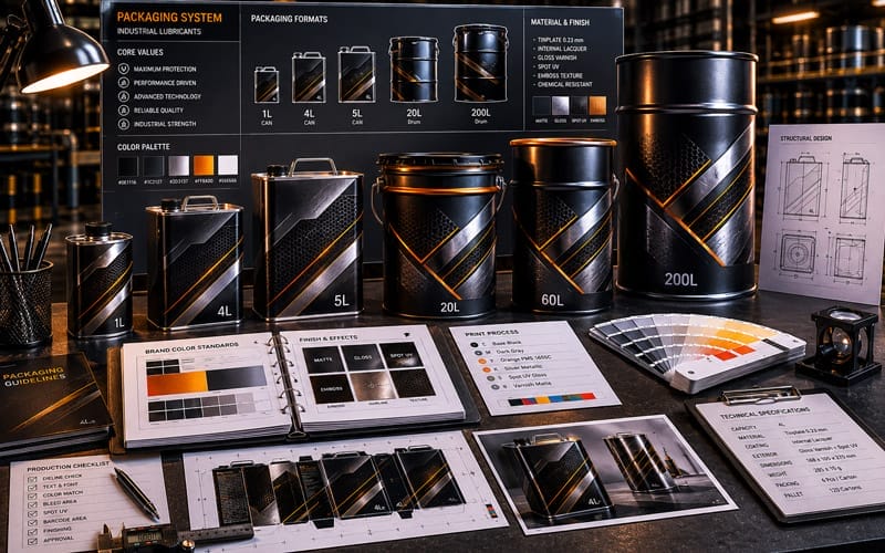 Production-ready industrial packaging system and brand standards